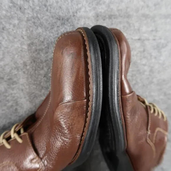 Johnston &amp; Murphy Shoes Mens 9.5 Derby Oxford Leather Sheepskin Split Toe Brown