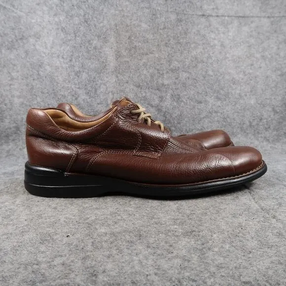 Johnston &amp; Murphy Shoes Mens 9.5 Derby Oxford Leather Sheepskin Split Toe Brown