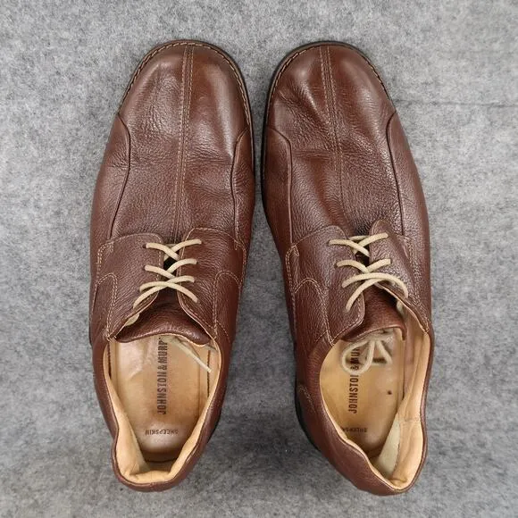 Johnston &amp; Murphy Shoes Mens 9.5 Derby Oxford Leather Sheepskin Split Toe Brown
