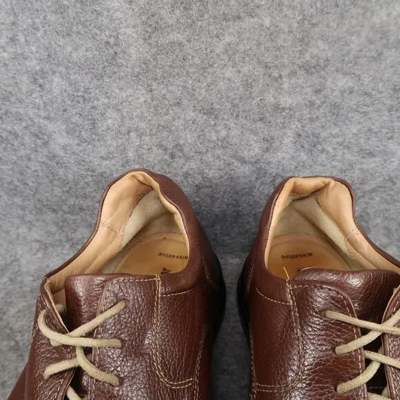 Johnston &amp; Murphy Shoes Mens 9.5 Derby Oxford Leather Sheepskin Split Toe Brown