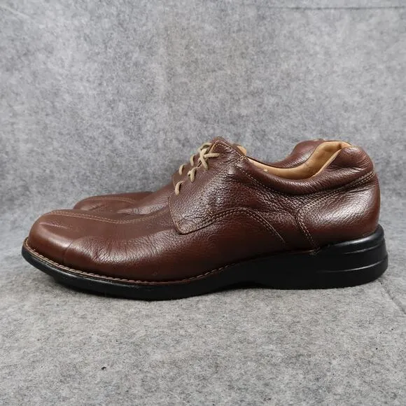 Johnston &amp; Murphy Shoes Mens 9.5 Derby Oxford Leather Sheepskin Split Toe Brown