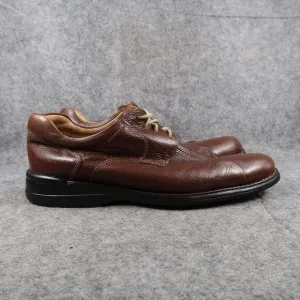Johnston &amp; Murphy Shoes Mens 9.5 Derby Oxford Leather Sheepskin Split Toe Brown