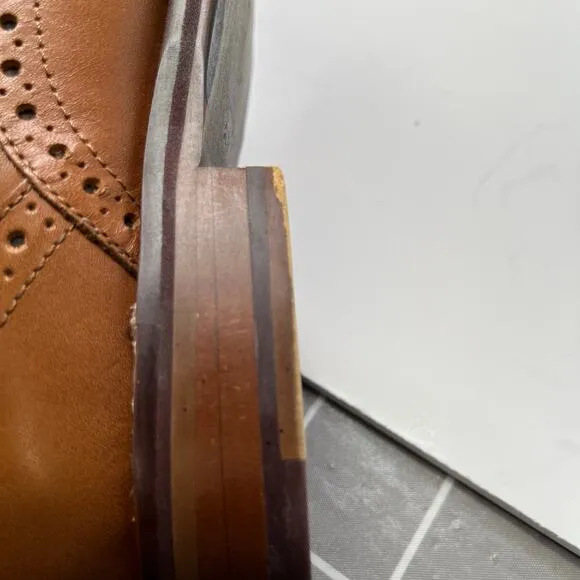 Johnston &amp; Murphy Tan Leather Conard 2.0 Perforated Cap Toe Oxford Shoes 8.5M