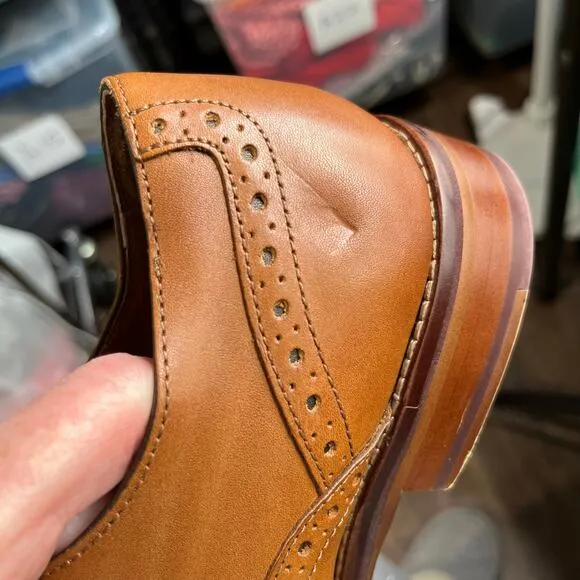 Johnston &amp; Murphy Tan Leather Conard 2.0 Perforated Cap Toe Oxford Shoes 8.5M