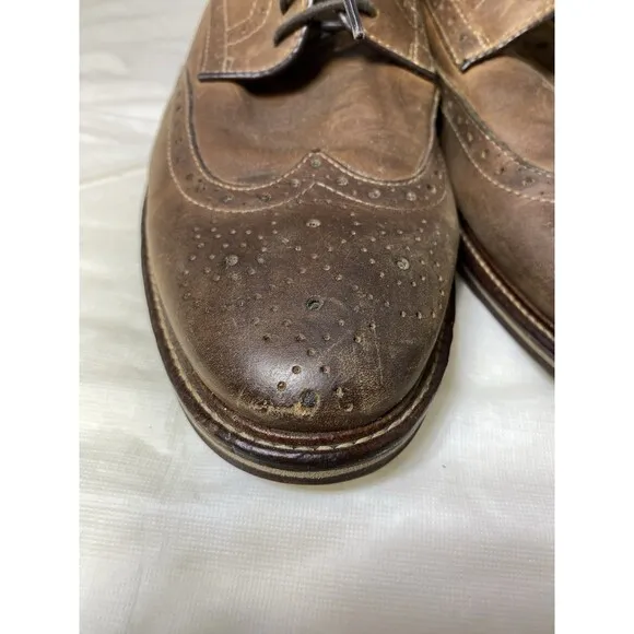 Johnston and Murphy wing tip brown leather sheepskin derby shoes men’s size 9 M