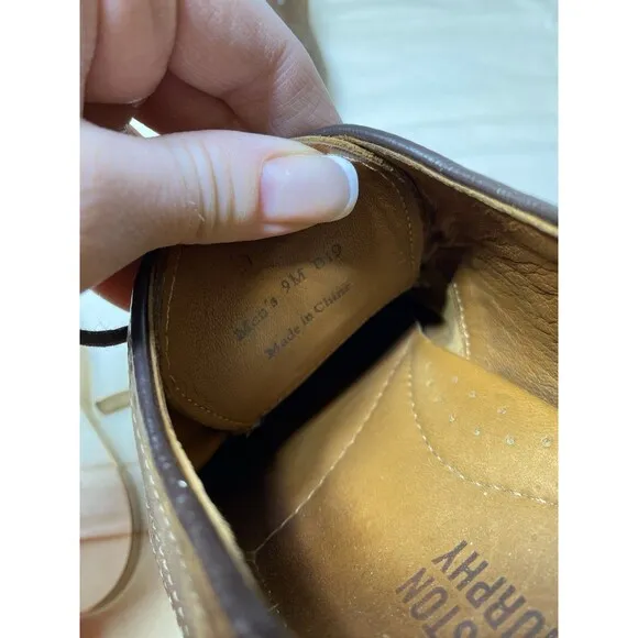 Johnston and Murphy wing tip brown leather sheepskin derby shoes men’s size 9 M