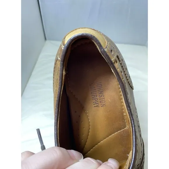 Johnston and Murphy wing tip brown leather sheepskin derby shoes men’s size 9 M