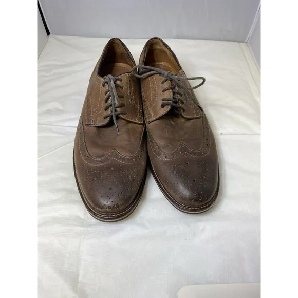 Johnston and Murphy wing tip brown leather sheepskin derby shoes men’s size 9 M