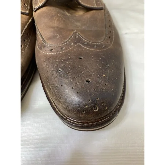 Johnston and Murphy wing tip brown leather sheepskin derby shoes men’s size 9 M