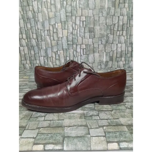 JOHNSTON MURPHY EDGERTON PLAIN TOE MENsz  10 M MAHOGANY LEATHER Oxford Derby
