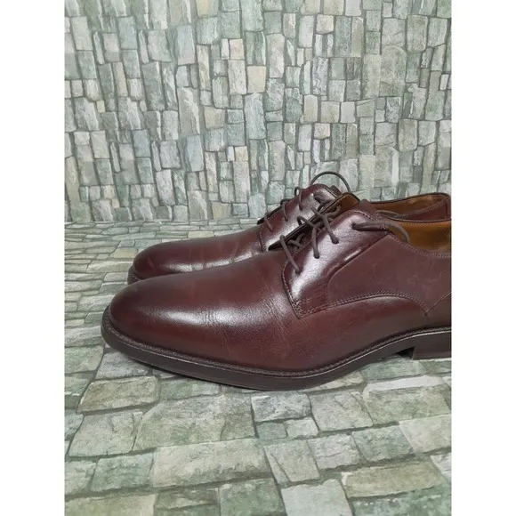 JOHNSTON MURPHY EDGERTON PLAIN TOE MENsz  10 M MAHOGANY LEATHER Oxford Derby