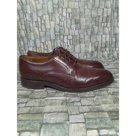 JOHNSTON MURPHY EDGERTON PLAIN TOE MENsz  10 M MAHOGANY LEATHER Oxford Derby