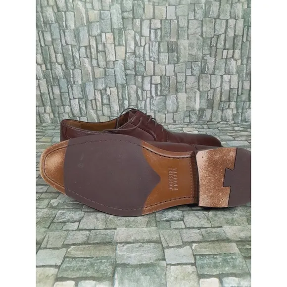 JOHNSTON MURPHY EDGERTON PLAIN TOE MENsz  10 M MAHOGANY LEATHER Oxford Derby