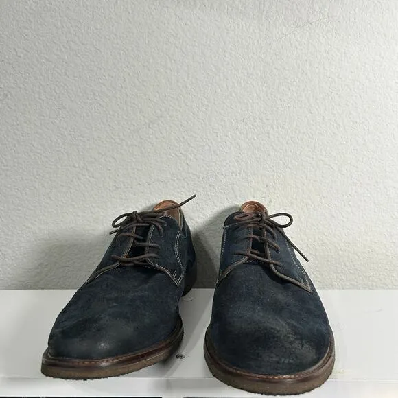 Johnston Murphy Men's Copland Oxford Plain Toe Navy Blue Suede 25-3007 Derby 12