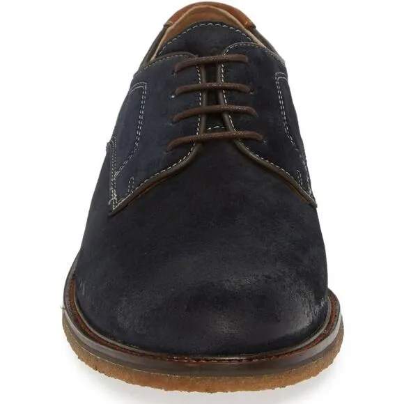 Johnston Murphy Men's Copland Oxford Plain Toe Navy Blue Suede 25-3007 Derby 12