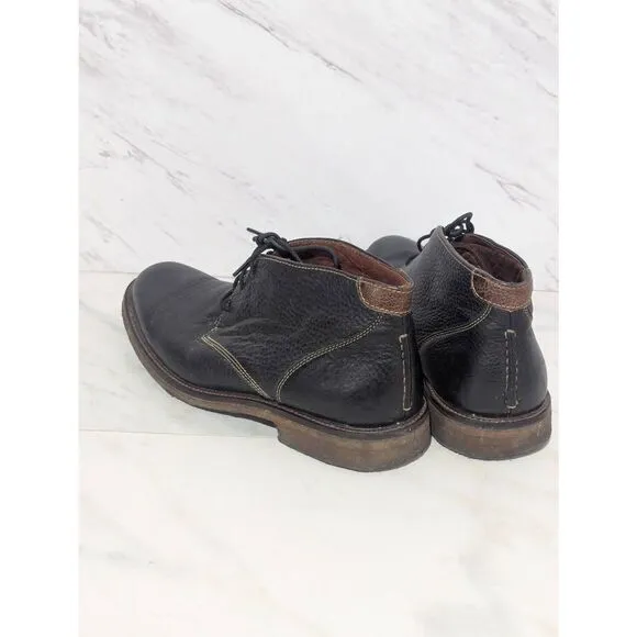 Johnston &amp; Murphy Men's Black Leather Rubber Sole High Top Shoe Size 9M