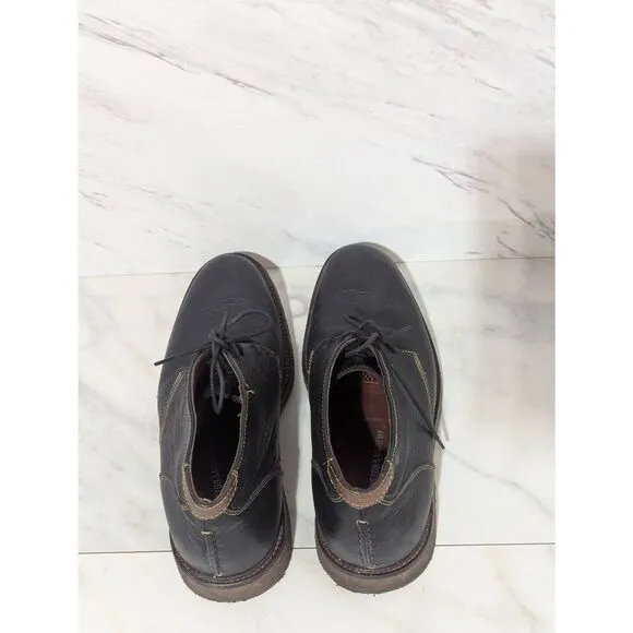 Johnston &amp; Murphy Men's Black Leather Rubber Sole High Top Shoe Size 9M
