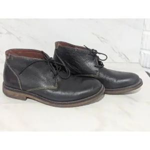 Johnston &amp; Murphy Men's Black Leather Rubber Sole High Top Shoe Size 9M