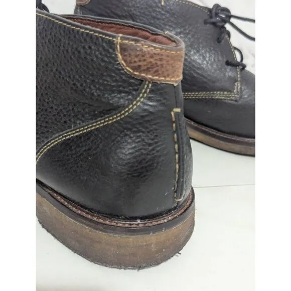 Johnston &amp; Murphy Men's Black Leather Rubber Sole High Top Shoe Size 9M