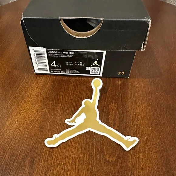 Jordan 1 Mid (TD) Toddler Shoes Black-Cement Grey-Fire Red DQ8425-006
