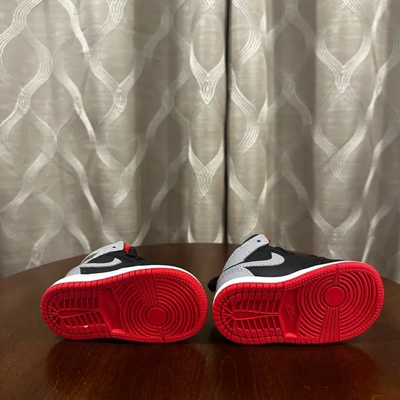 Jordan 1 Mid (TD) Toddler Shoes Black-Cement Grey-Fire Red DQ8425-006