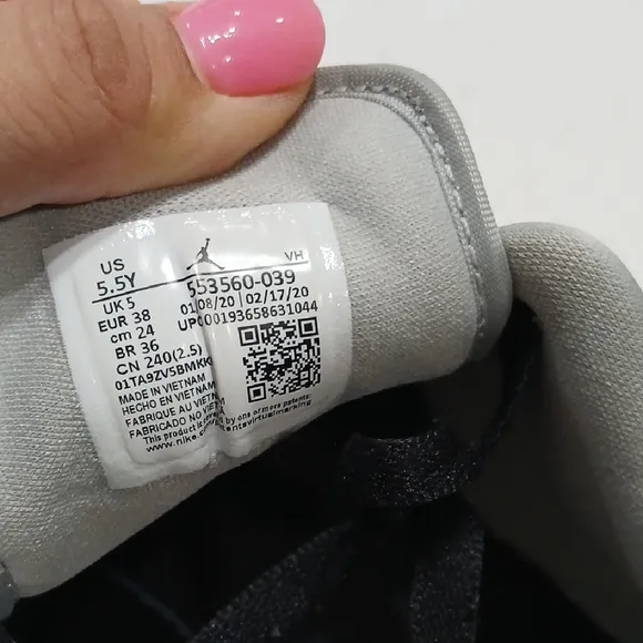Jordan Black and Gray Athletic Shoes