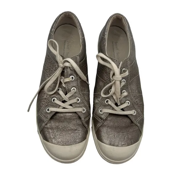 Josef Seibel Platin Silver Caren 01 Lace Up Sneakers Size 40 Women’s