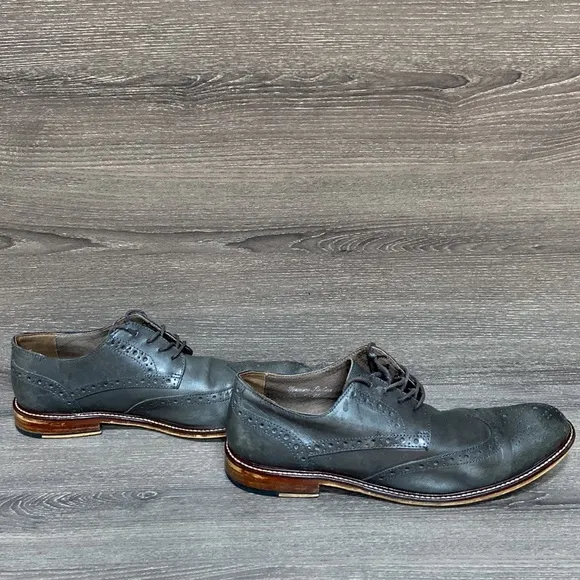 Joseph Abboud Mens Oxford Dress Shoes Formal Leather Wingtip Gray Size 9 Lace Up