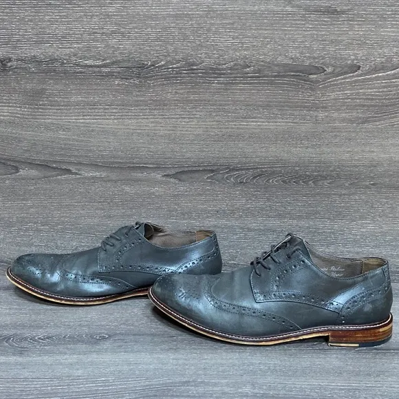 Joseph Abboud Mens Oxford Dress Shoes Formal Leather Wingtip Gray Size 9 Lace Up