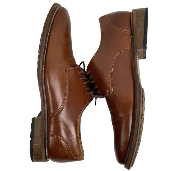 Joseph Abboud Thorton Plain Toe Leather Lace Derby Dress Shoe Brown