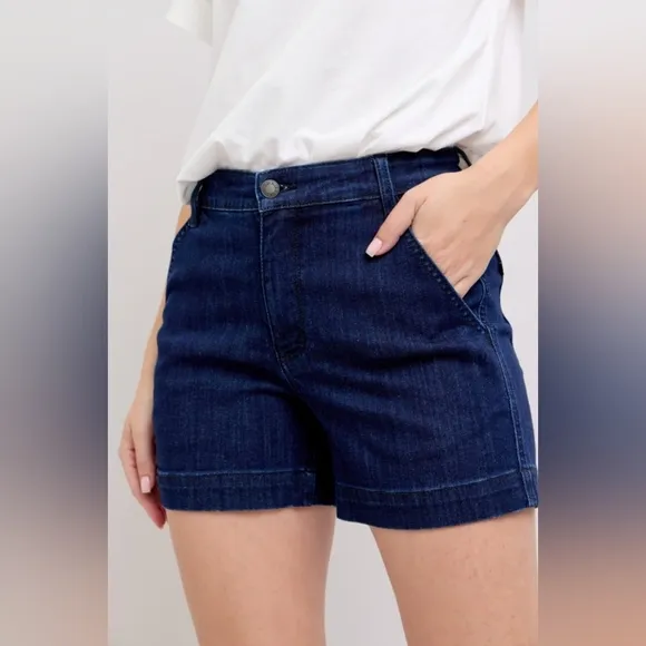 Judy Blue High Rise Dark Wash Trouser Denim Shorts Stretch Classic S-3XL NEW