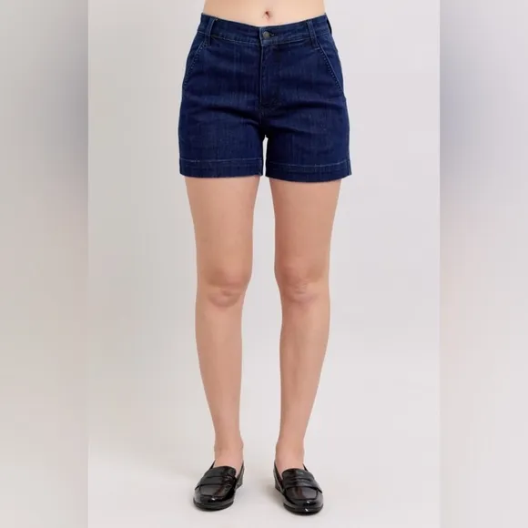 Judy Blue High Rise Dark Wash Trouser Denim Shorts Stretch Classic S-3XL NEW