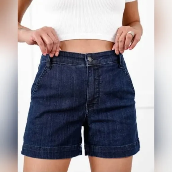 Judy Blue High Rise Dark Wash Trouser Denim Shorts Stretch Classic S-3XL NEW