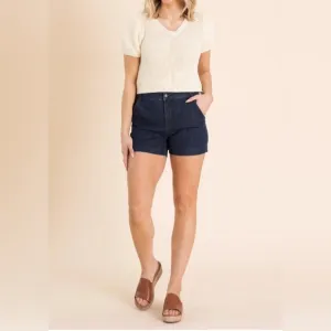 Judy Blue High Rise Dark Wash Trouser Denim Shorts Stretch Classic S-3XL NEW