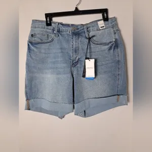 Judy Blue Shorts Moisture Wicking Cooling Tech Hi Rise Light Wash Cuff Sz 1x New