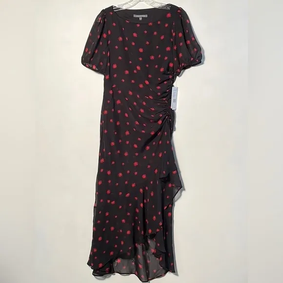 JULIA JORDAN NWT Asymmetrical Side Ruched Ruffle Hi-Low Star Burst Print Dress 2