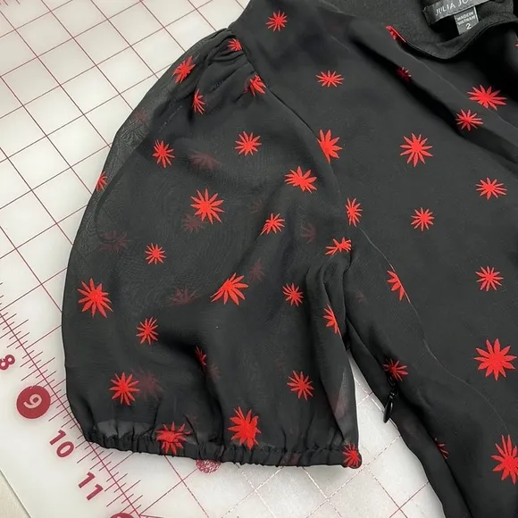 JULIA JORDAN NWT Asymmetrical Side Ruched Ruffle Hi-Low Star Burst Print Dress 2