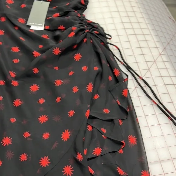 JULIA JORDAN NWT Asymmetrical Side Ruched Ruffle Hi-Low Star Burst Print Dress 2