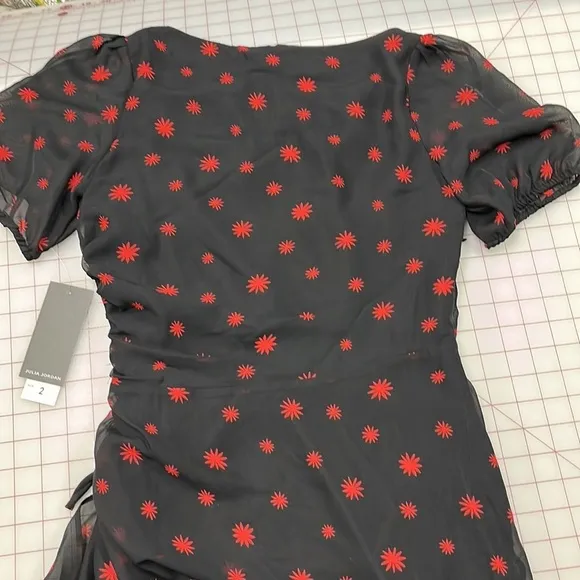 JULIA JORDAN NWT Asymmetrical Side Ruched Ruffle Hi-Low Star Burst Print Dress 2