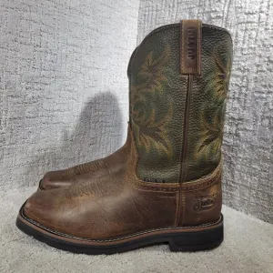 Justin ASTM F2413-18 Men's Size 12 EE Brown Leather Steel Toe Western Work Boots