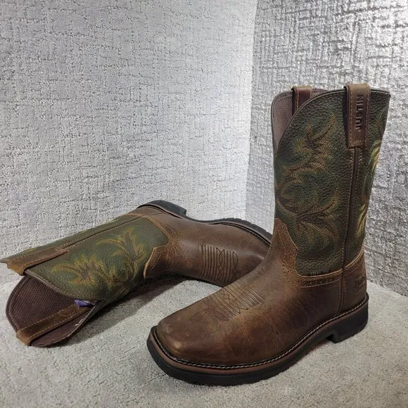 Justin ASTM F2413-18 Men's Size 12 EE Brown Leather Steel Toe Western Work Boots