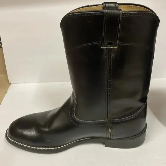 Justin Black Leather Cowboy Boots