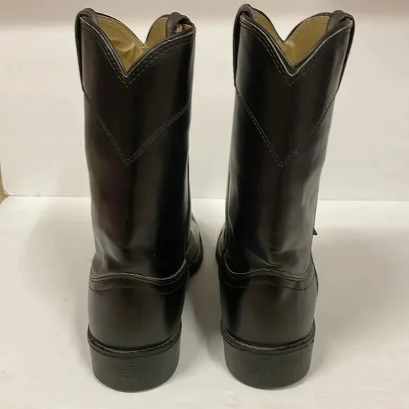 Justin Black Leather Cowboy Boots