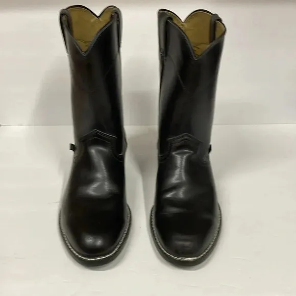 Justin Black Leather Cowboy Boots