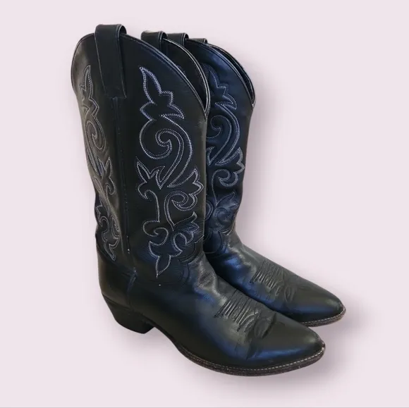 Justin Boots | Black Western Leather Cowboy Boots Size 12