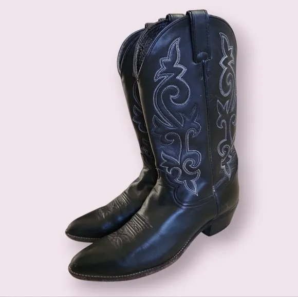Justin Boots | Black Western Leather Cowboy Boots Size 12