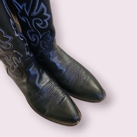 Justin Boots | Black Western Leather Cowboy Boots Size 12