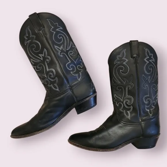 Justin Boots | Black Western Leather Cowboy Boots Size 12