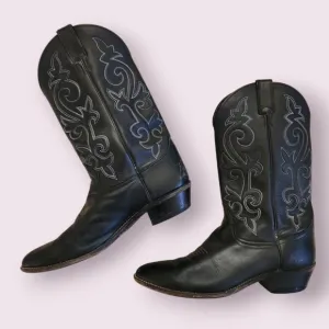 Justin Boots | Black Western Leather Cowboy Boots Size 12