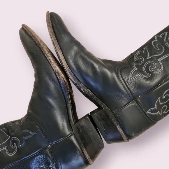 Justin Boots | Black Western Leather Cowboy Boots Size 12